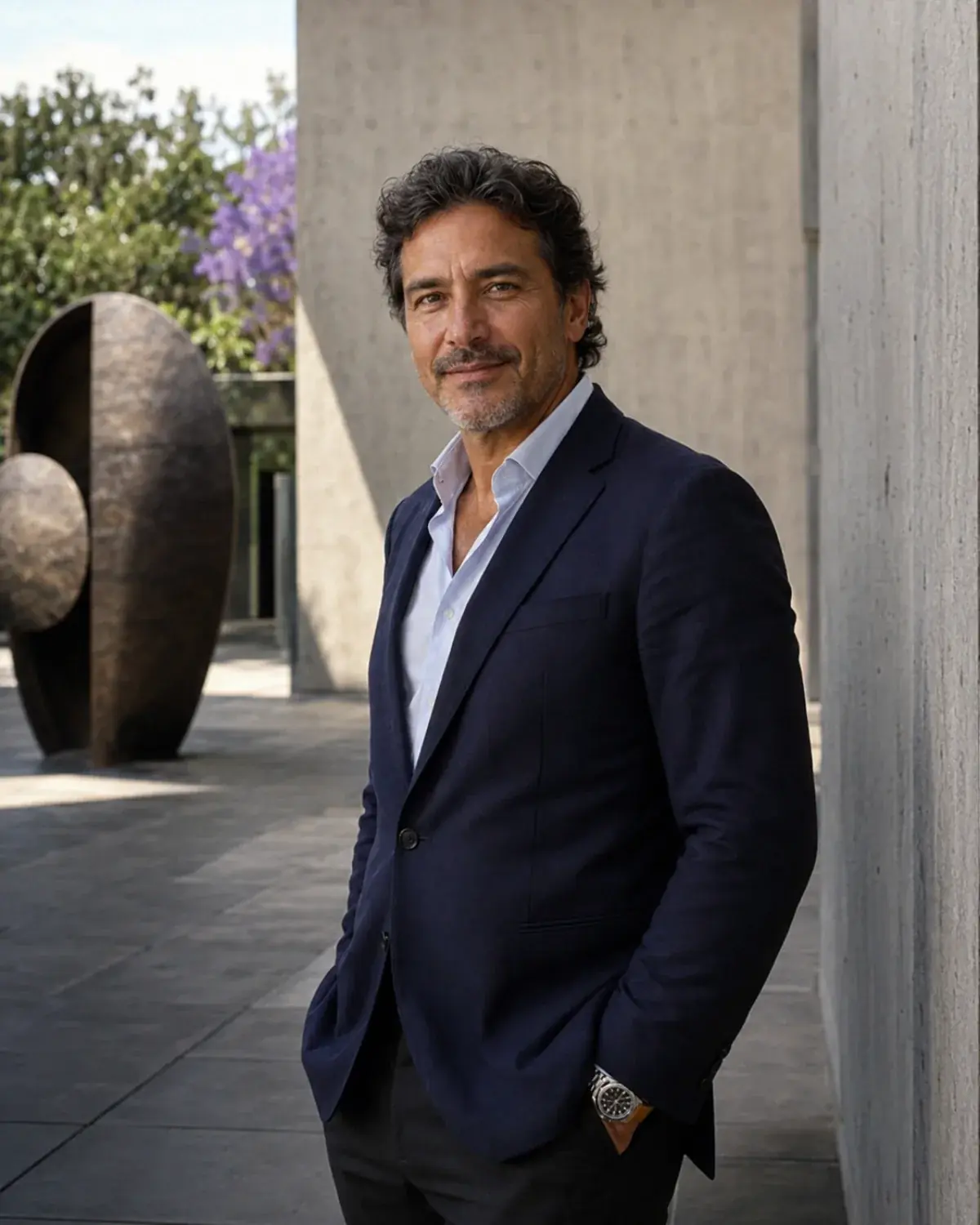 Well-dressed adult man at a Mexico City gallery